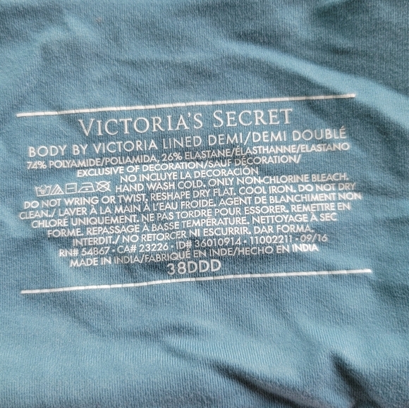 Victoria's Secret Lined  Demi Turquoise Bra 38DDD - Picture 9 of 11